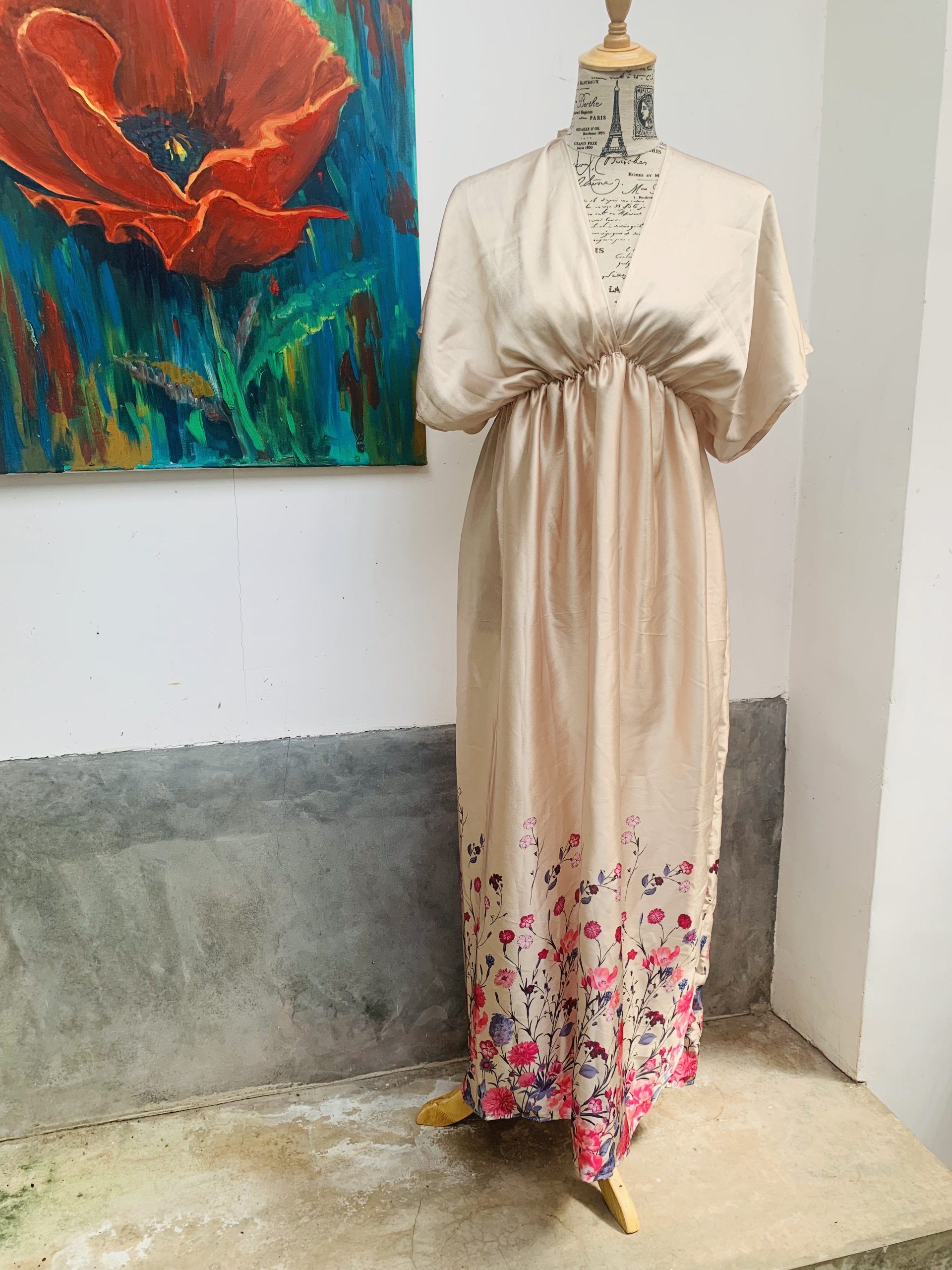 Long Silk Champagne Dress