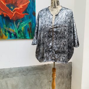 Grey Marble Silk Kimono